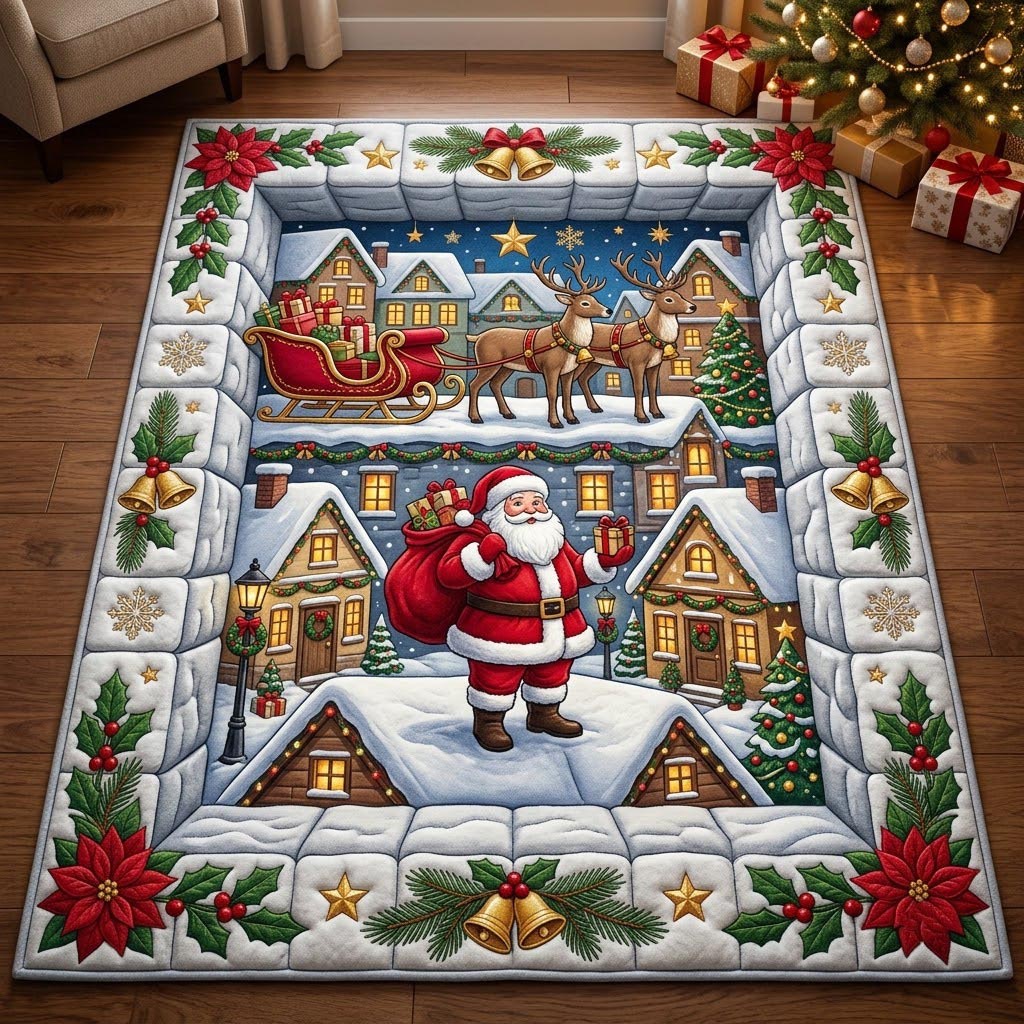 Santa Claus area rug in a living room