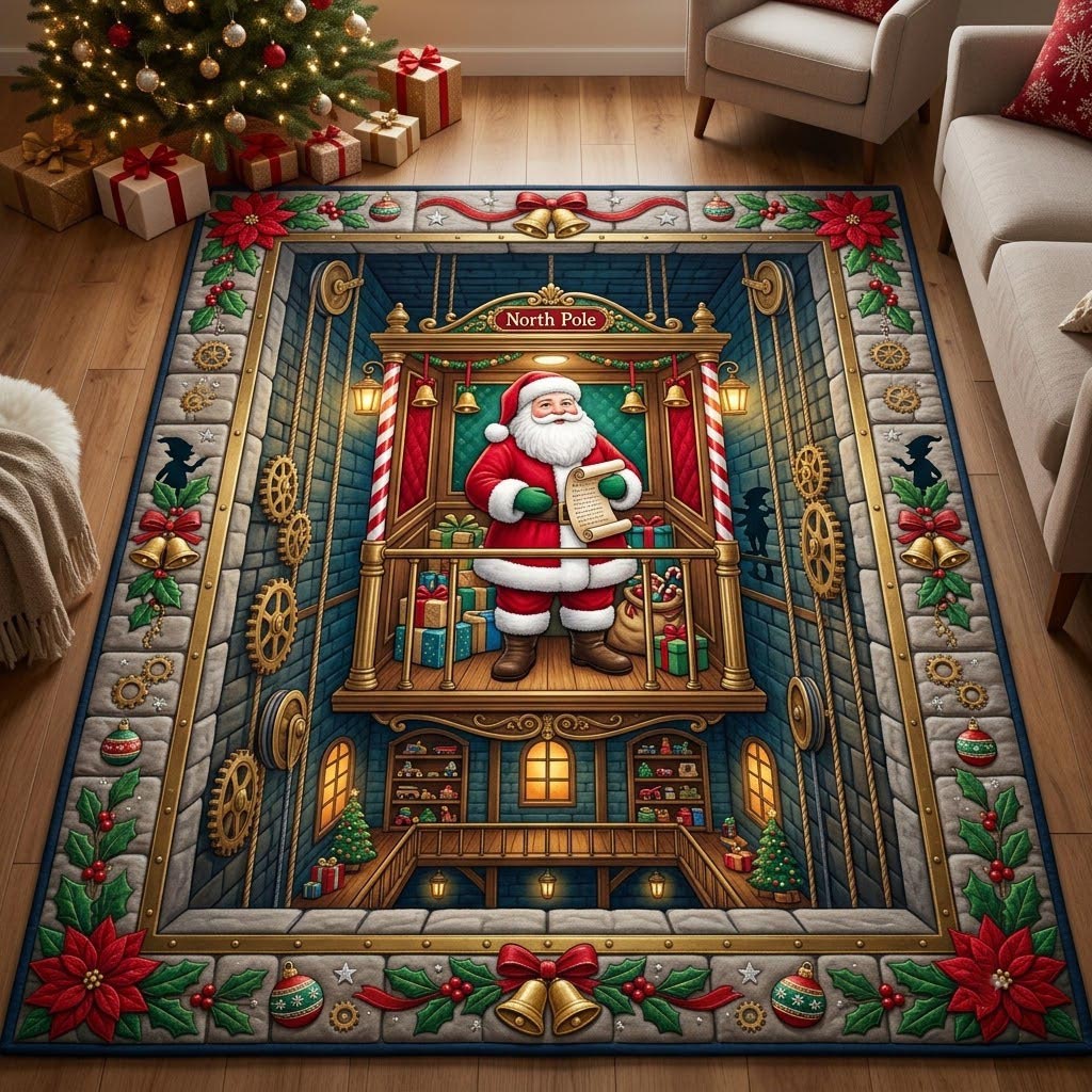 Santa Claus area rug in a living room