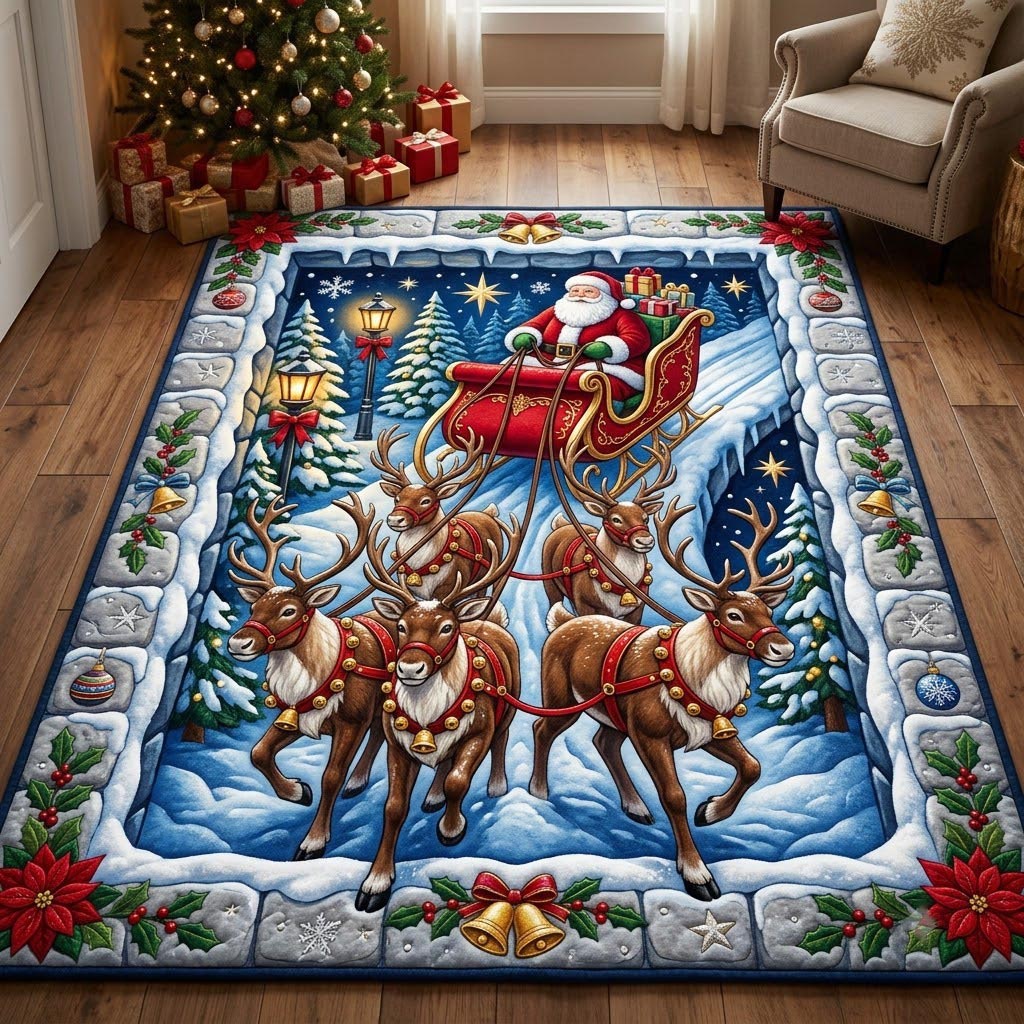 Santa Claus area rug in a living room