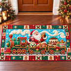 Santa Claus Celebrate Runner Rug - Seasonal Design | Festive Runner Rug - washable non-slip printed rug