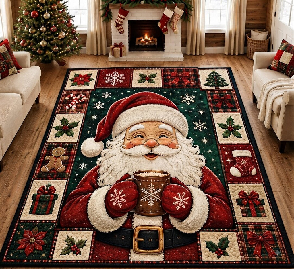 Santa Claus Celebration area rug in a living room