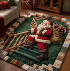 Santa Claus Cheer area rug in a living room