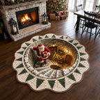 Santa Claus Custom Shape Area Rug - Seasonal Design | Die-Cut Non-Slip Rug - washable non-slip printed rug