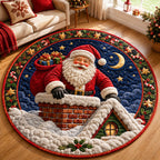 Santa Claus Delivery Round Mat Rug - Seasonal Design | Festive Home Decor - washable non-slip printed rug