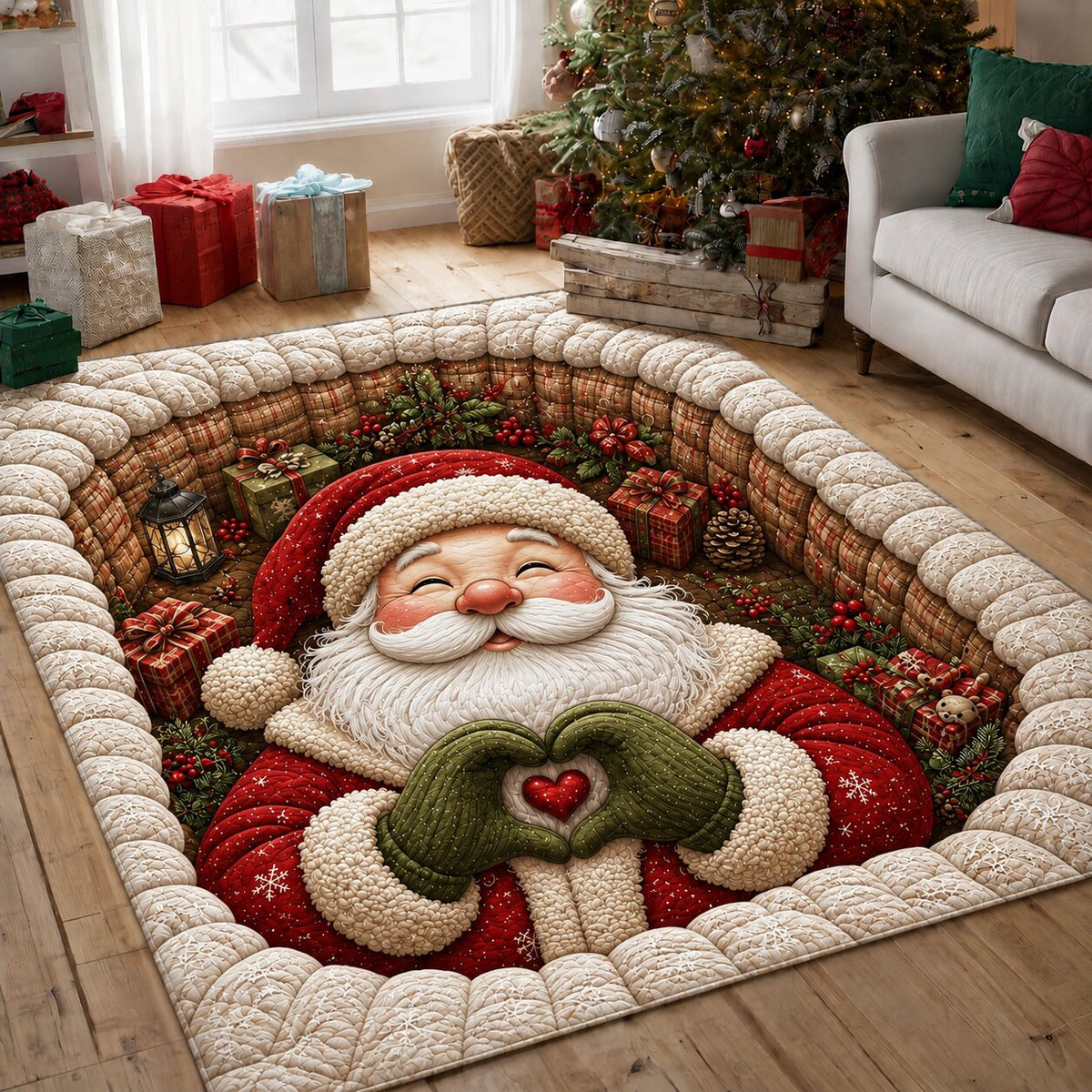 Santa Claus Dreams area rug in a living room