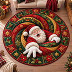Santa Claus Enchantment Round Mat Rug - Seasonal Design | Festive Home Decor - washable non-slip printed rug