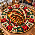 Santa Claus Giftgiving Round Mat Rug - Seasonal Design | Festive Home Decor - washable non-slip printed rug