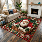 Santa Claus Holiday area rug in a living room