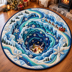 Santa Claus Northpole Round Mat Rug - Seasonal Design | Festive Home Decor - washable non-slip printed rug