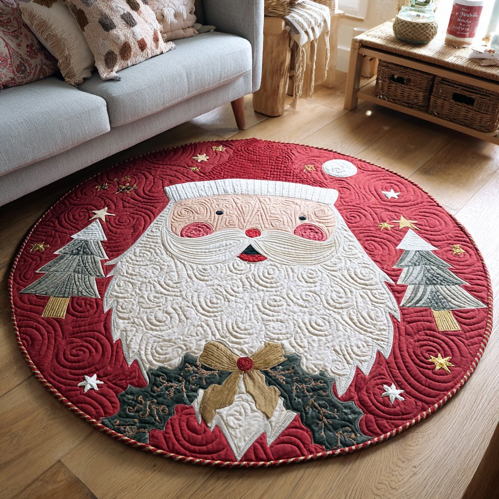Santa Claus's Wreath Round Mat Rug - Nature Design | Serene Home Decor