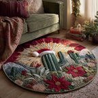 Santa Cluster Christmas Round Mat Rug - washable non-slip printed rug