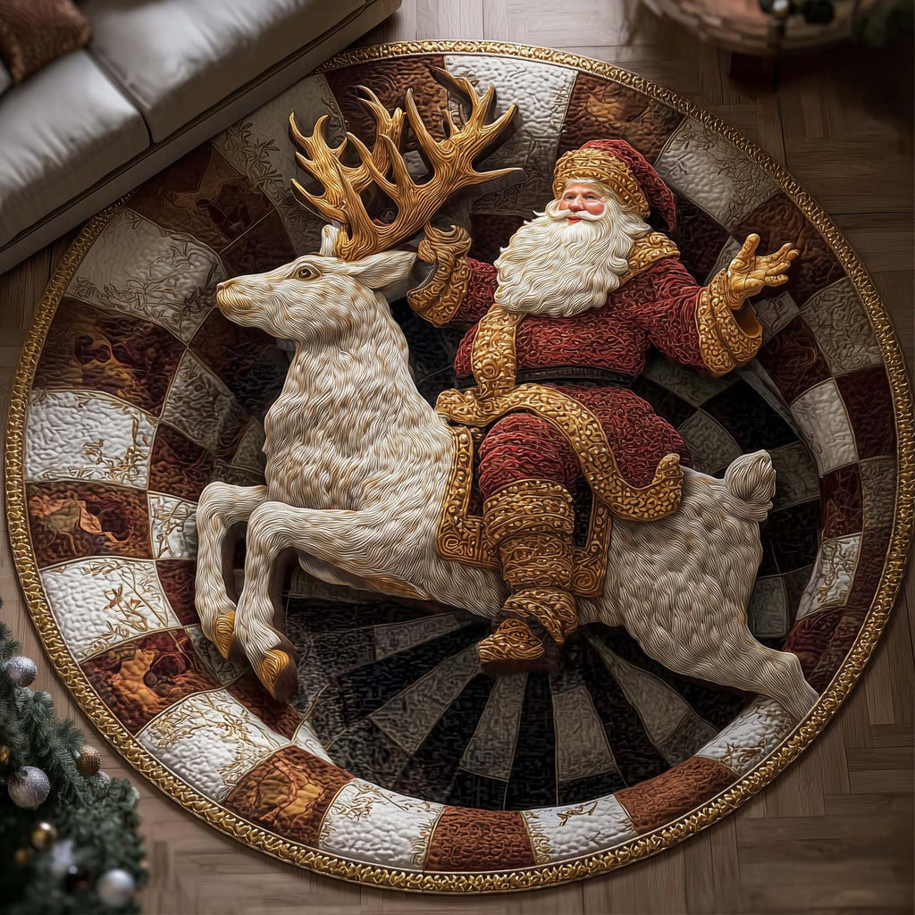 Santa Deer Round Mat Rug - Nature Design | Serene Home Decor