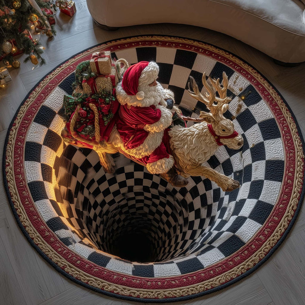 Santa Deer Round Mat Rug - Nature Design | Serene Home Decor