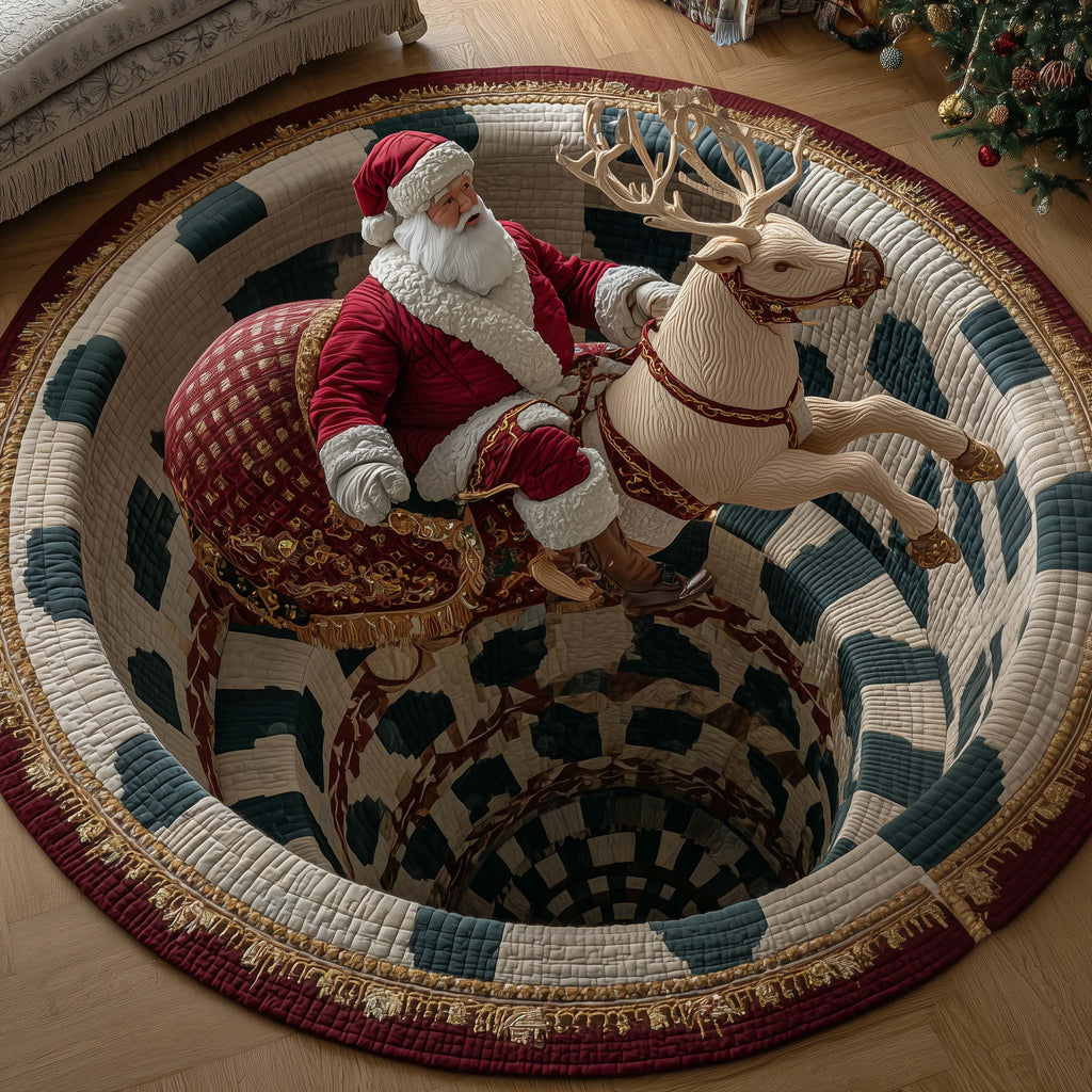 Santa Deer Round Mat Rug GFTOTP14858