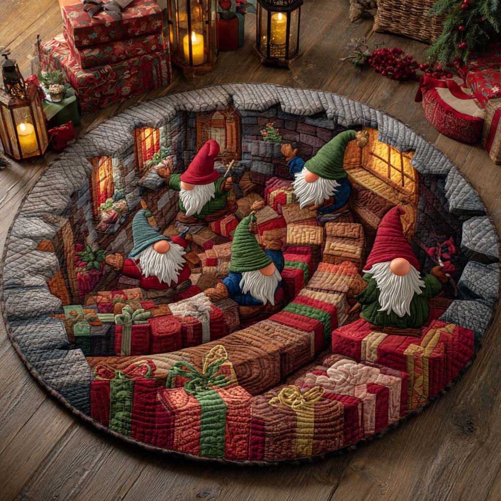 Santa Descent Christmas Round Mat Rug - washable non-slip printed rug