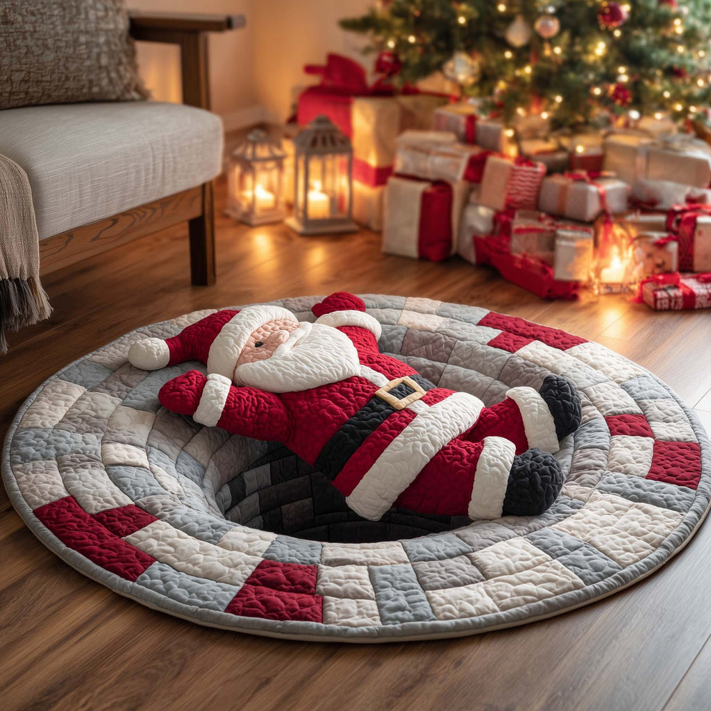 Santa Down the Chimney Round Mat Rug - Nature Design | Serene Home Decor
