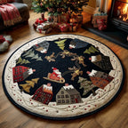 Santa Flight Christmas Round Mat Rug - washable non-slip printed rug