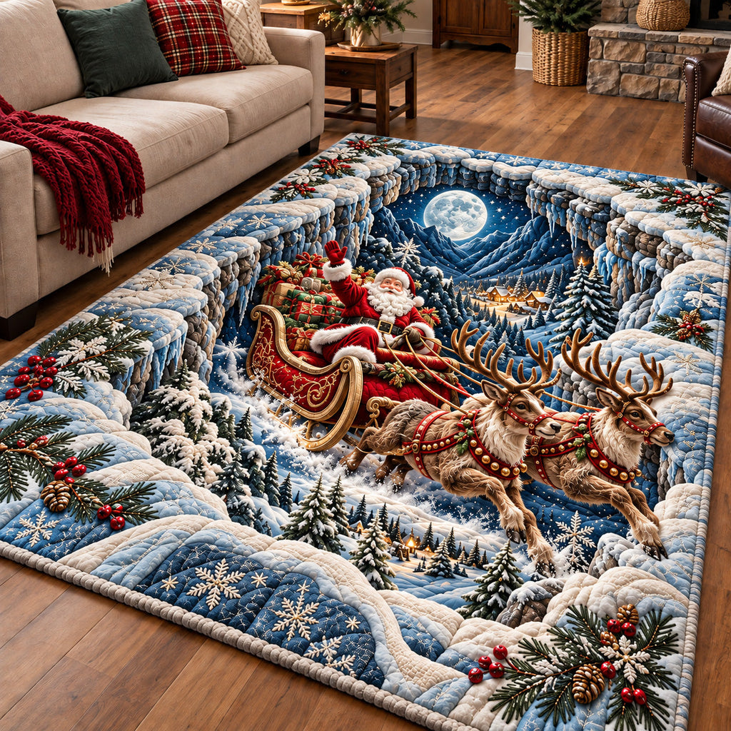 Santa Frosty Flight area rug in a living room