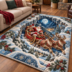 Santa Frosty Flight area rug in a living room