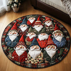 Santa Gathering Christmas Round Mat Rug - washable non-slip printed rug