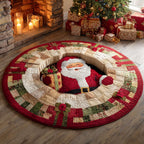 Santa Gift Box Christmas Round Mat Rug - washable non-slip printed rug