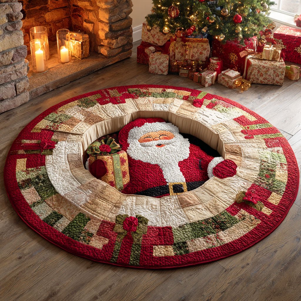Santa Gift Box Round Mat Rug - Nature Design | Serene Home Decor