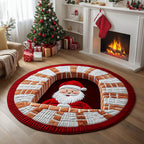 Santa Gift Christmas Round Mat Rug - washable non-slip printed rug