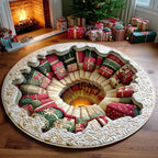 Santa Gift Vault Christmas Round Mat Rug - washable non-slip printed rug