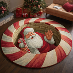Santa Glow Round Mat Rug
