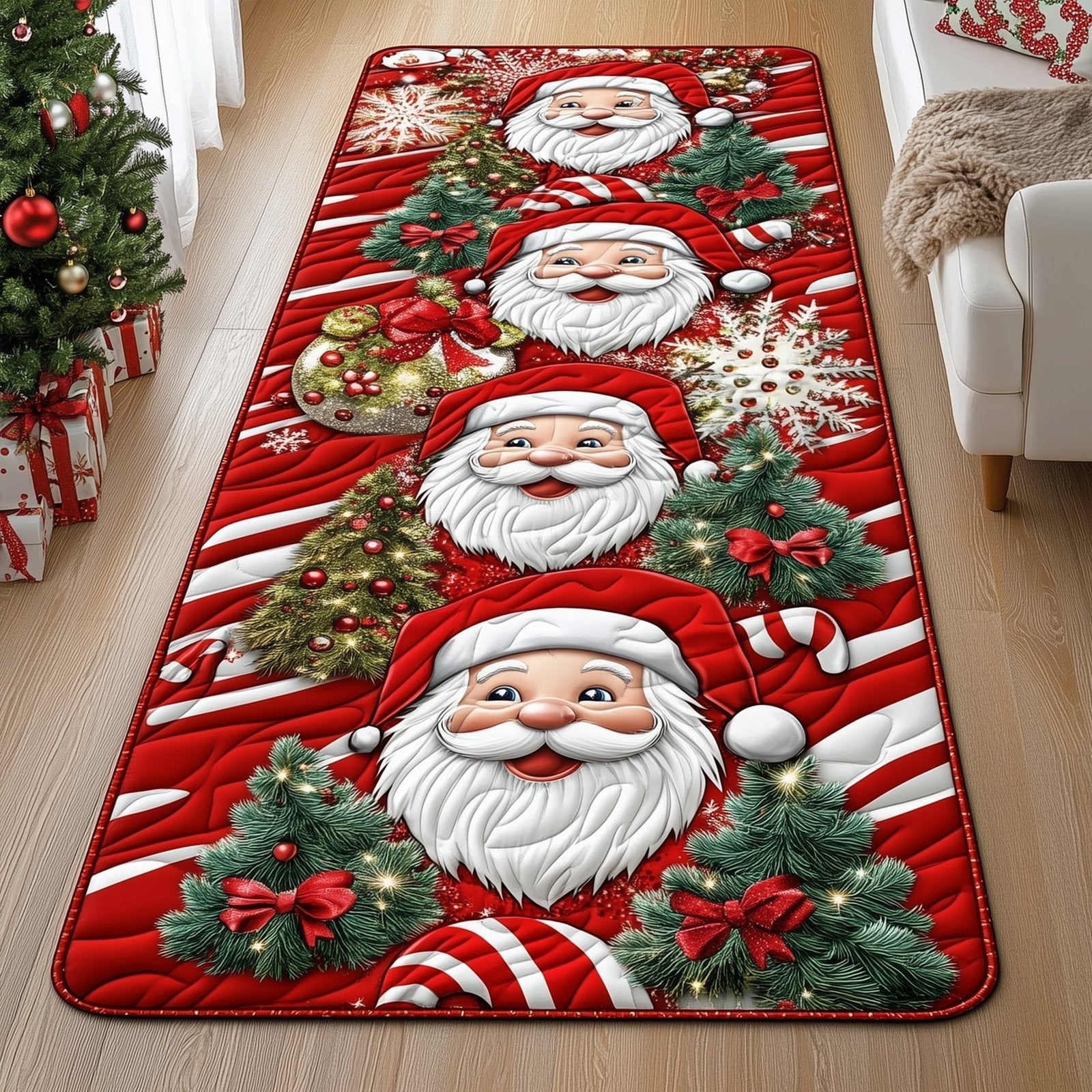 Santa Holiday Cheer Runner Rug - Nature Design | Serene Runner Rug