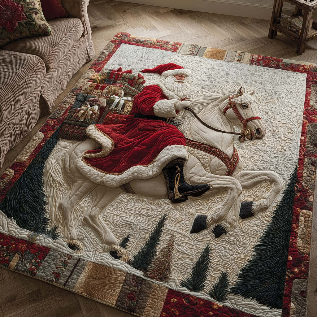 Santa Journey area rug in a living room