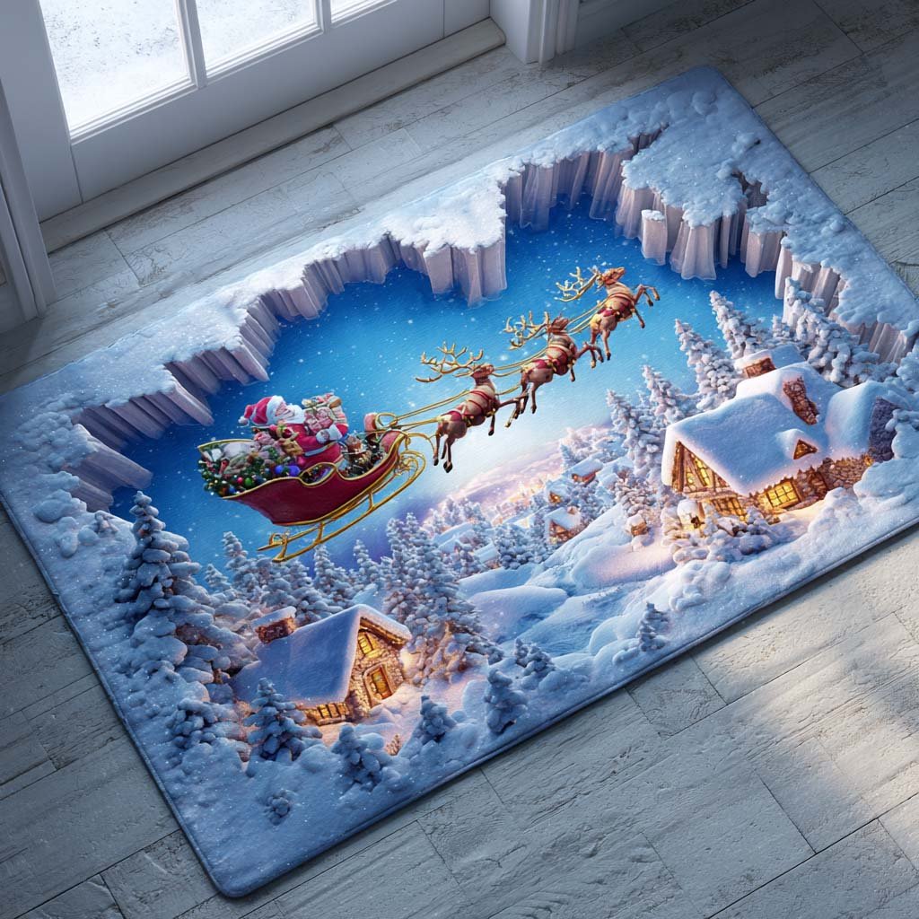 Santa Journey Doormat - Seasonal Holiday Design | Printed Welcome Doormat