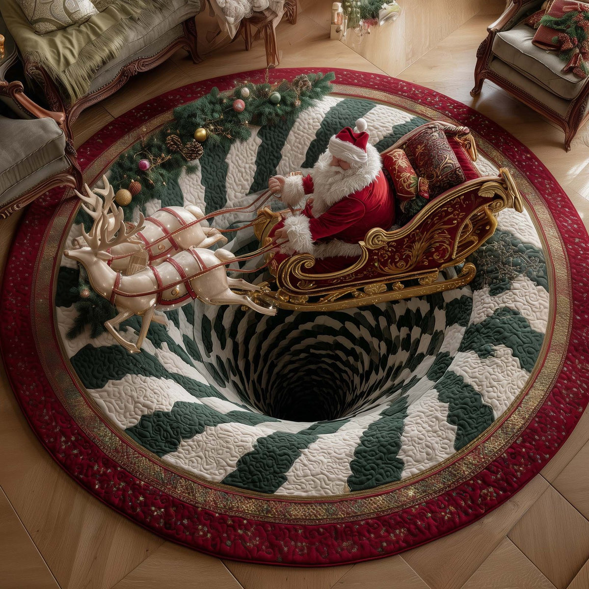 Santa Journey Round Mat Rug - Nature Design | Serene Home Decor
