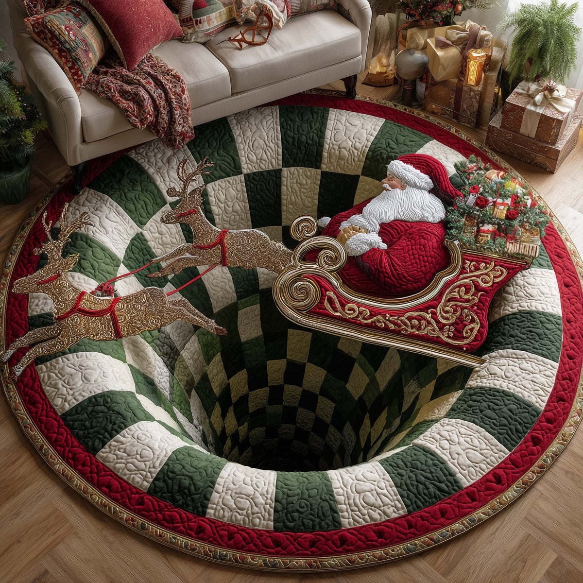 Santa Journey Round Mat Rug - Nature Design | Serene Home Decor