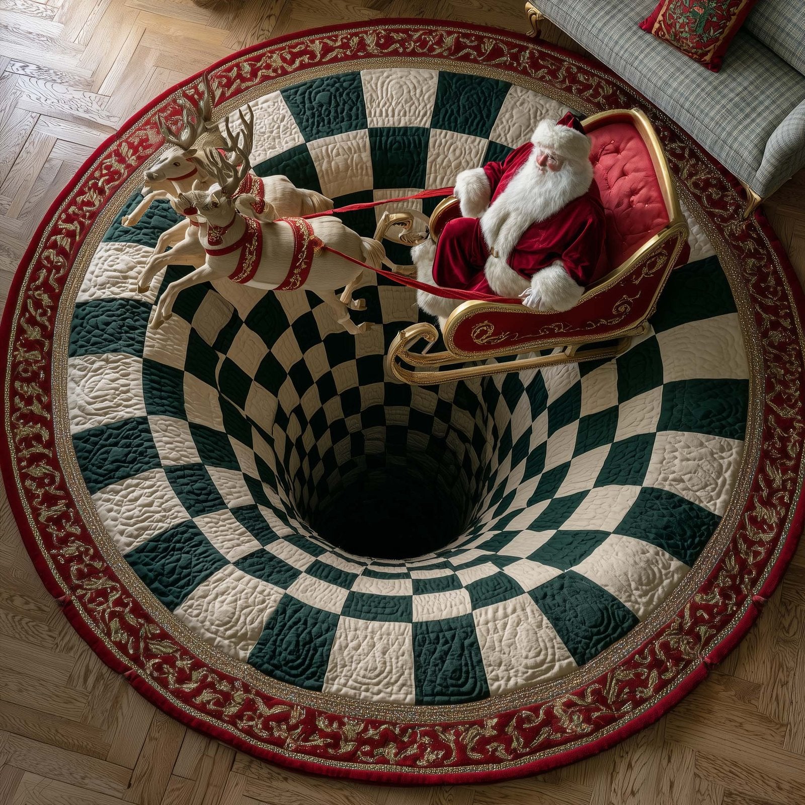 Santa Journey Round Mat Rug - Nature Design | Serene Home Decor