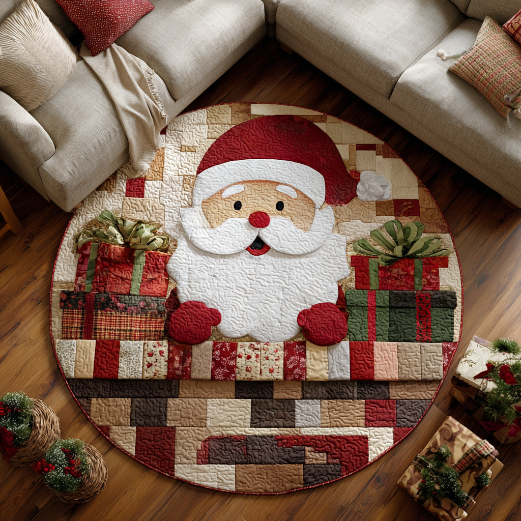 Santa Joy Round Mat Rug