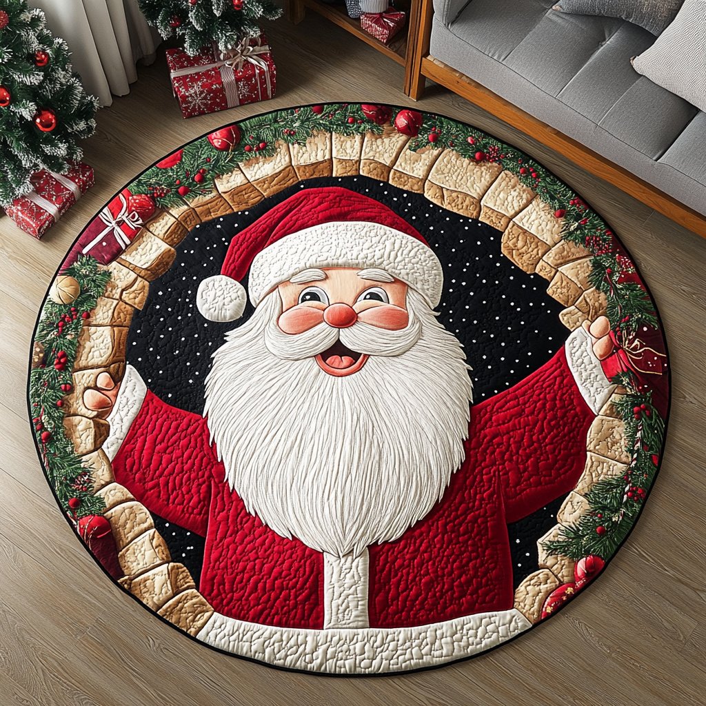 Santa Joy Round Mat Rug - Nature Design | Serene Home Decor