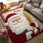 Santa Letter area rug in a living room