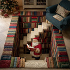 Santa Library area rug in a living room