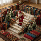 Santa Library area rug in a living room