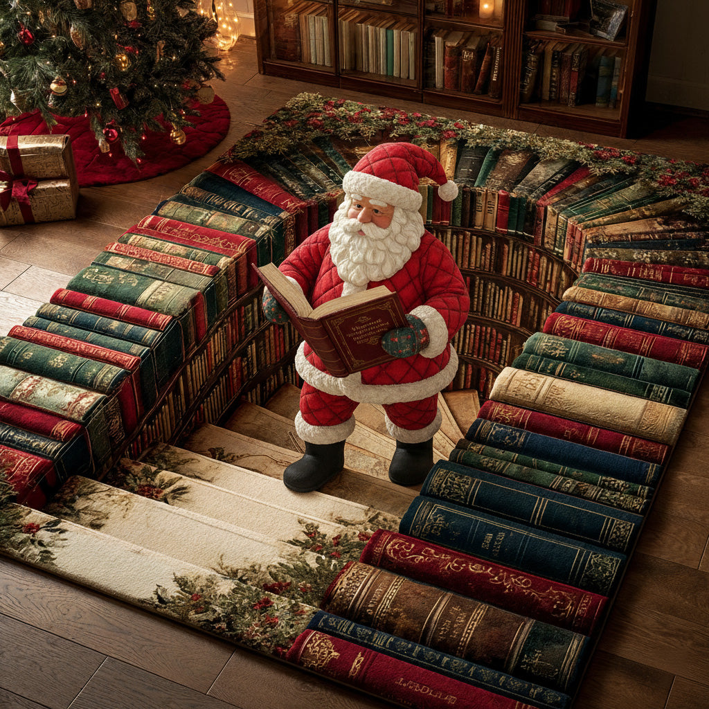 Santa Library area rug in a living room
