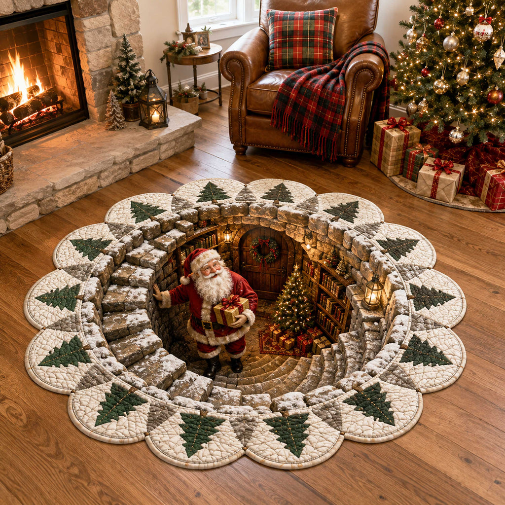 Santa Magic Custom Shape Area Rug - Seasonal Design | Die-Cut Non-Slip Rug - washable non-slip printed rug