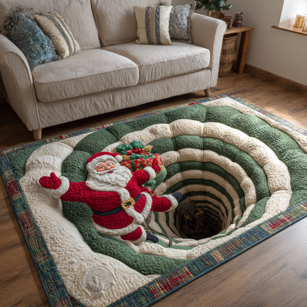 Santa Memories area rug in a living room