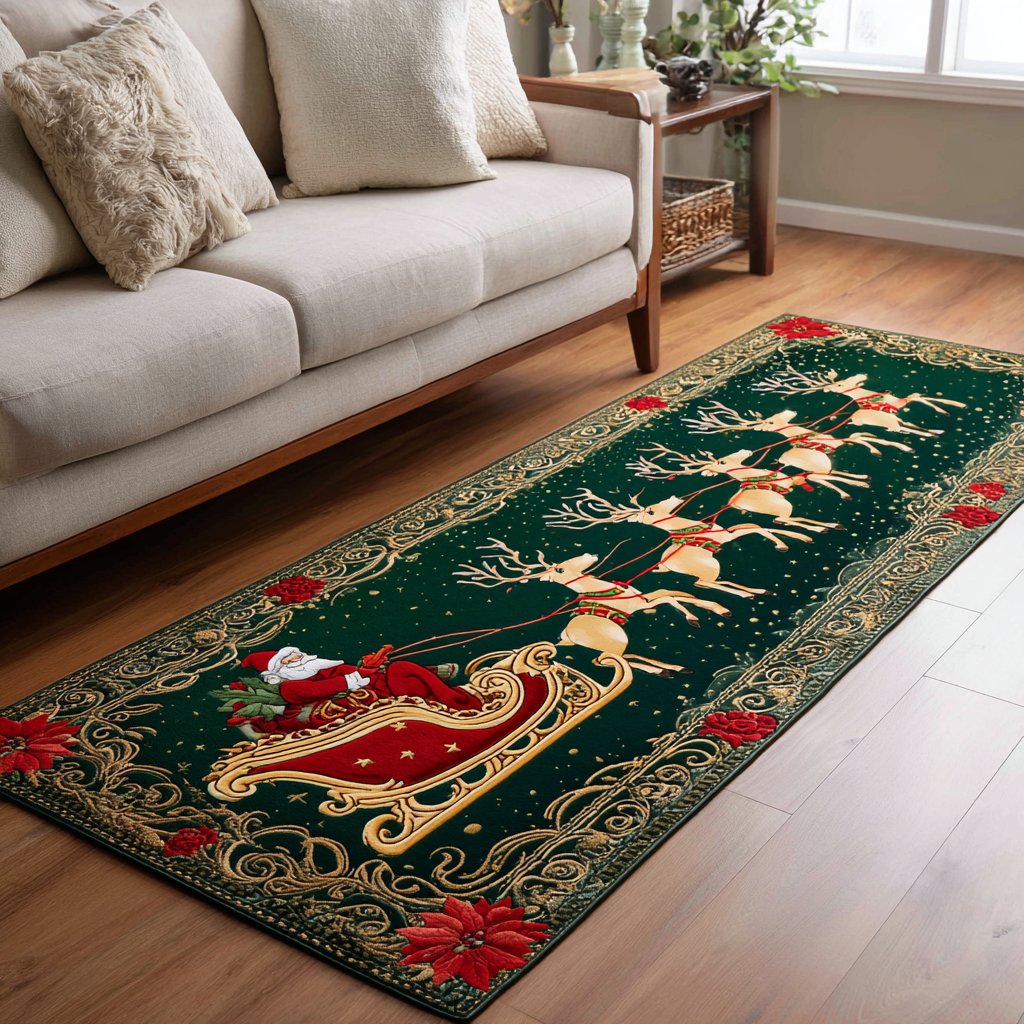 Santa Memories Runner Carpet Runner Rug - Cute Pet Design | Animal Printed Runner Rug
