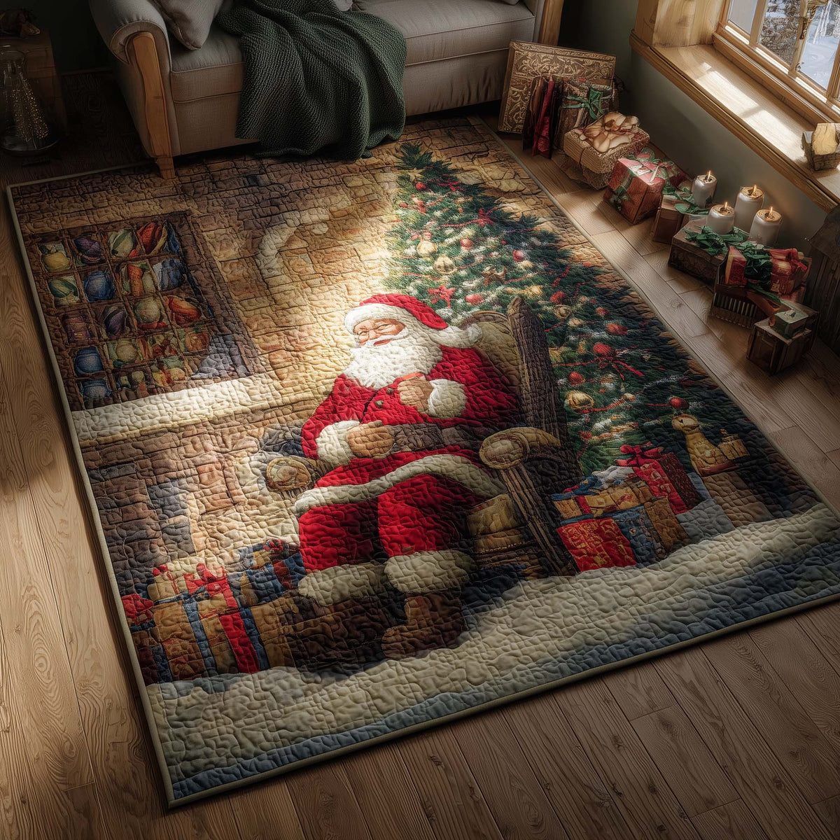 Santa Moment area rug in a living room