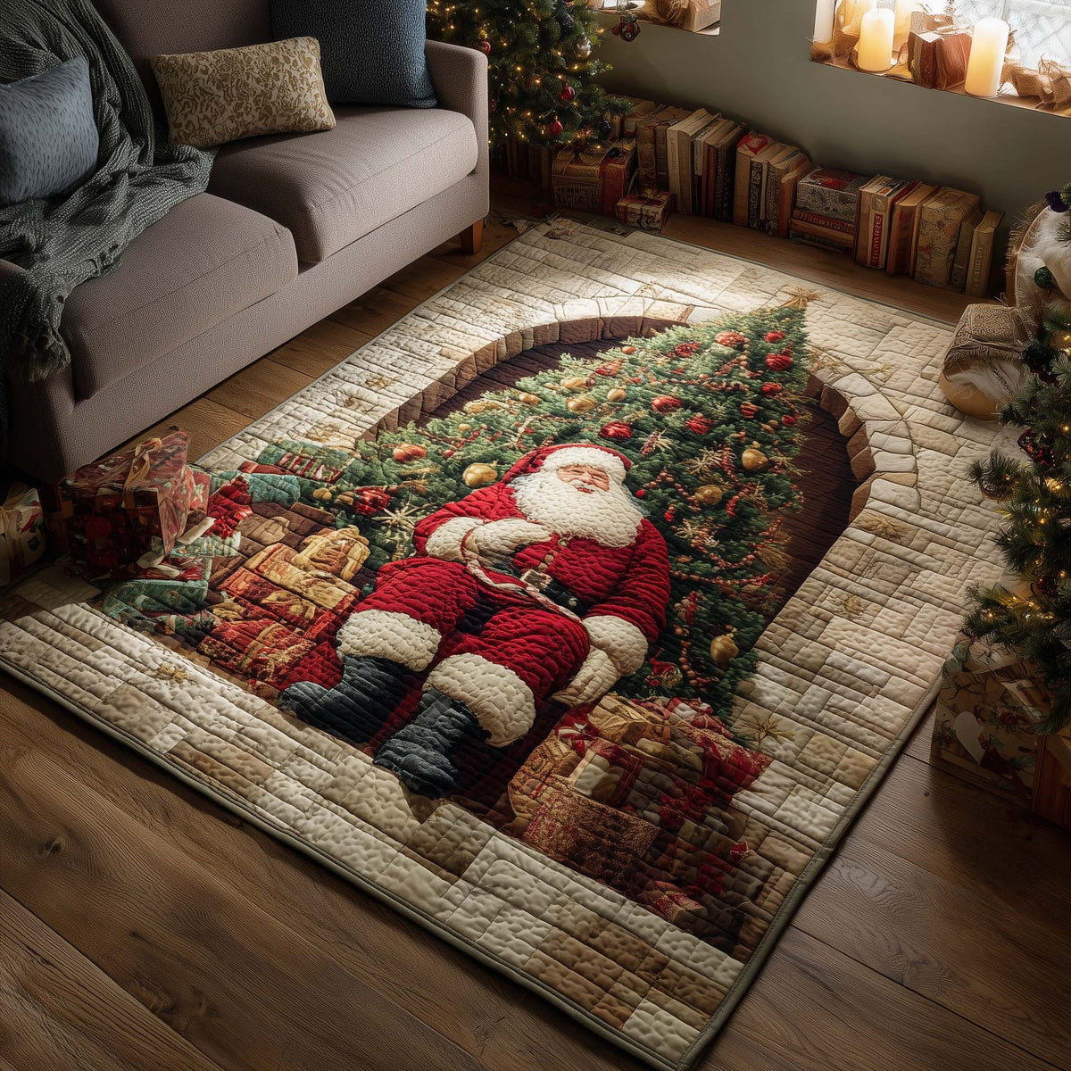 Santa Moment area rug in a living room