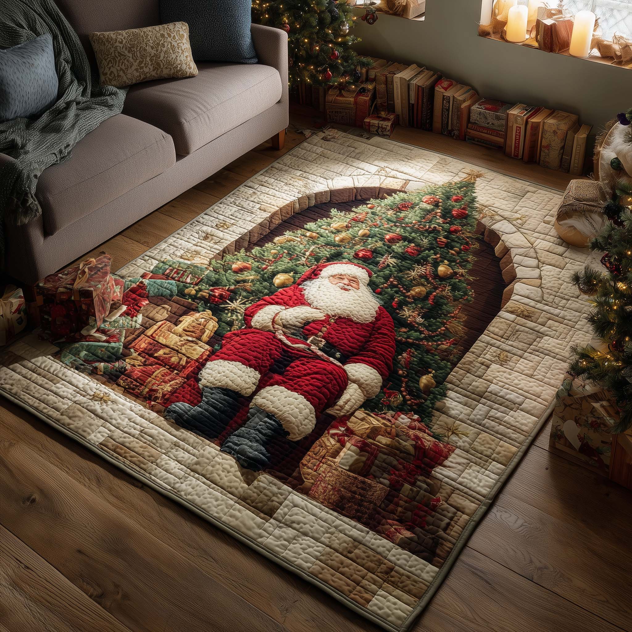 Santa Moment area rug in a living room