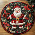 Santa Nights Christmas Round Mat Rug - washable non-slip printed rug