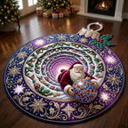 Santa Ornament Custom Shape Area Rug - Seasonal Design | Die-Cut Non-Slip Rug - washable non-slip printed rug
