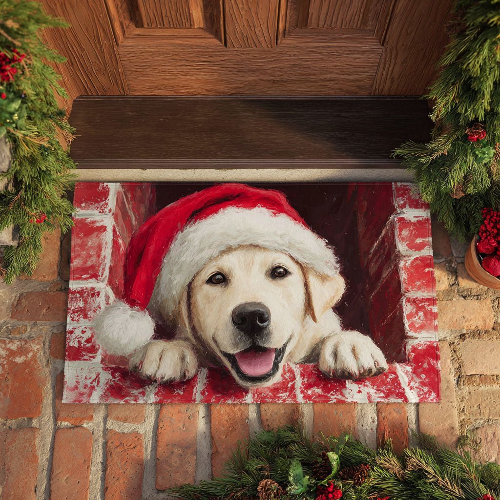 Santa Peek Lab Doormat - Seasonal Holiday Design | Printed Welcome Doormat